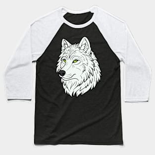 White wolf head Baseball T-Shirt